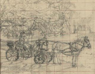 Alan Gwynne Jones, R.A. - Study of Princess Elizabeth driving at Windsor