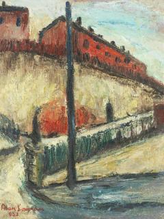 Alan Lowndes - Red Terraced Houses And Lamppost