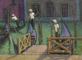 Alan Stenhouse Gourley - Gondoliers, Venice