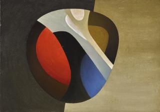 Alastair Morton - Rounded Form In Colours On Two Shades Of Green