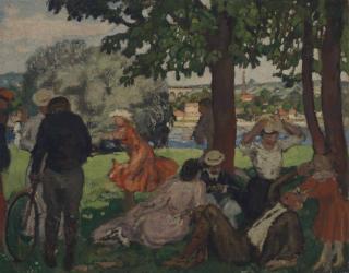 Albert André - Dans le parc, bord de la Seine