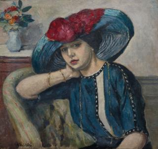 Albert André - Femme au chapeau bleu