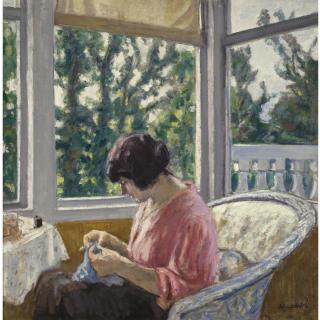 Albert André - Jeune Femme Cousant