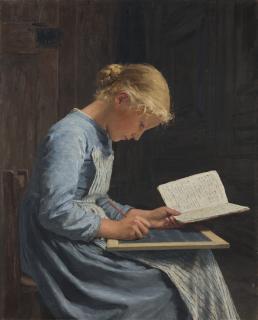 Albert Anker - Fleissig / Appliquée, 1886