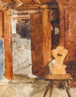 Albert Anker - Interieur mit Stabelle / Studie zu Gartensitzplatz (verso)