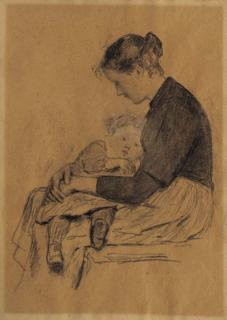 Albert Anker - Junge Mutter mit Kind
