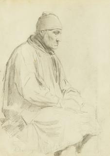 Albert Anker - Sitzender Mann mit Mütze, 1902