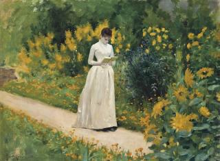 Albert Aublet - Reading On The Garden Path