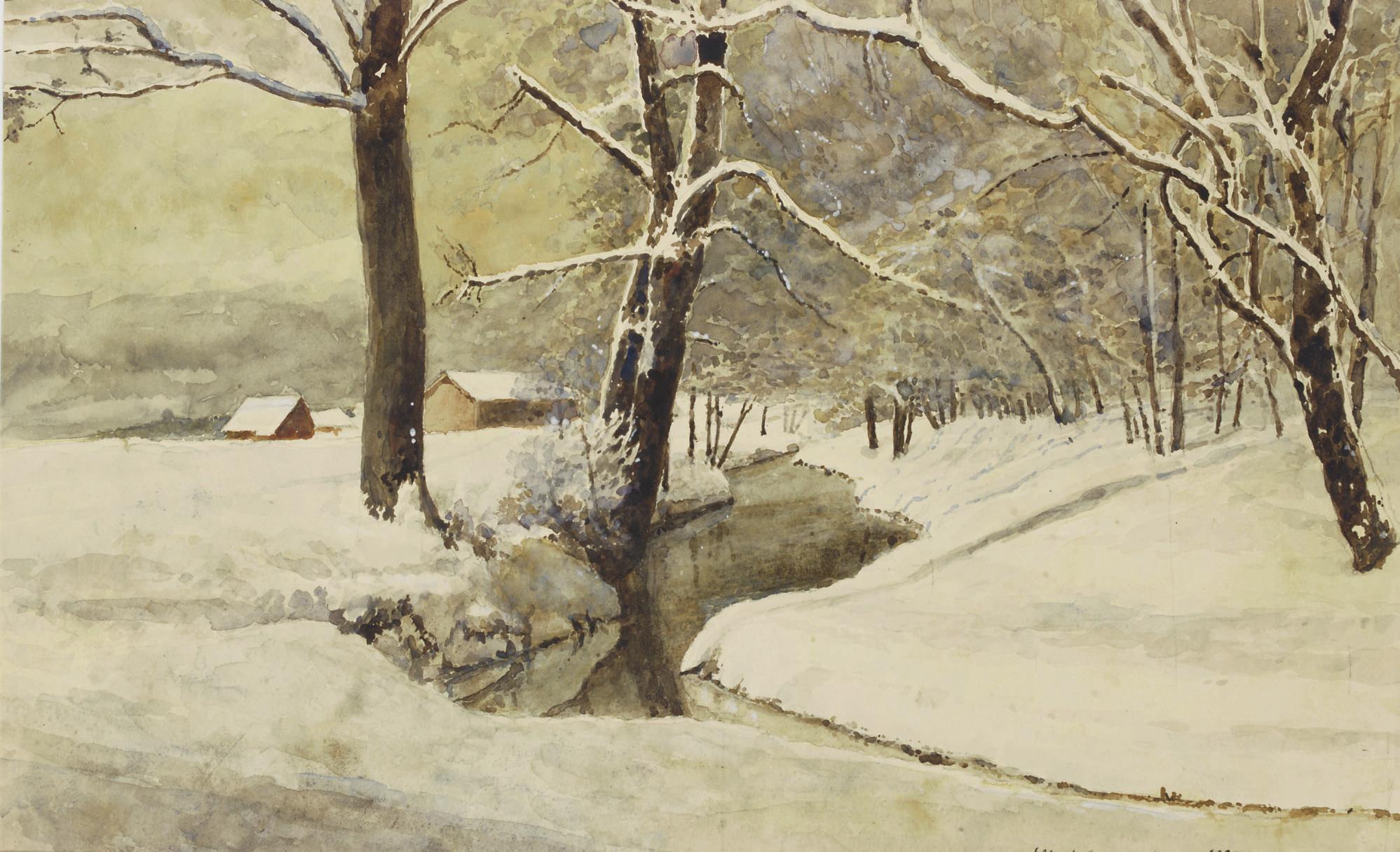 Albert Benois - A wooded landscape in winter