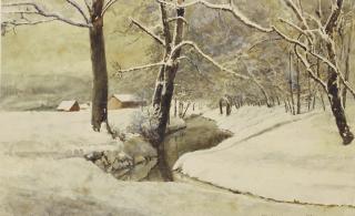 Albert Benois - A wooded landscape in winter