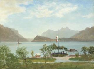 Albert Bierstadt - Boating On The Lake, Northern Italy