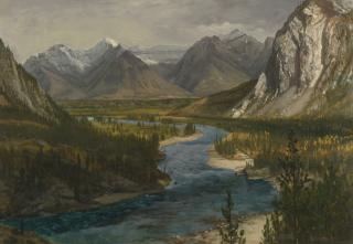 Albert Bierstadt - Bow River Falls, Canadian Rockies (Bow River Valley, Canadian Rockies)