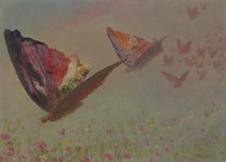 Albert Bierstadt - Butterflies with Riders