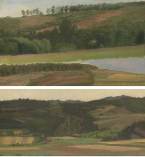 Albert Bierstadt - Landscape With Pond, Westphalia, Germany; And Fields And Valley, Westphalia, Germany: Two Works