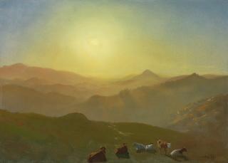 Albert Bierstadt - Looking From The Shade On Clay Hill (Sunset, Clay Street Hill, San Francisco)