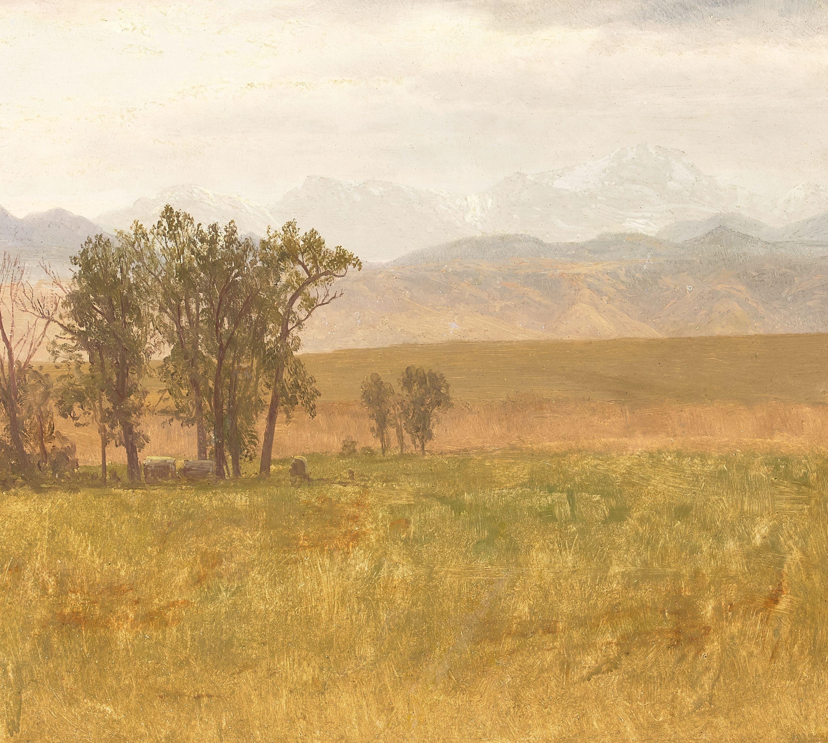 Albert Bierstadt - Mt. Rosalie, Rocky Mountains 11 1/2 x 13 1/2 in. framed 17 x 19 in.