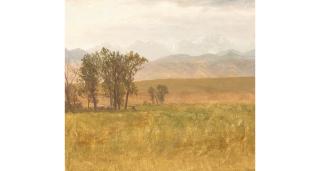 Albert Bierstadt - Mt. Rosalie, Rocky Mountains 11 1/2 x 13 1/2 in. framed 17 x 19 in.