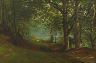 Albert Bierstadt - Path By A Lake In A Forest