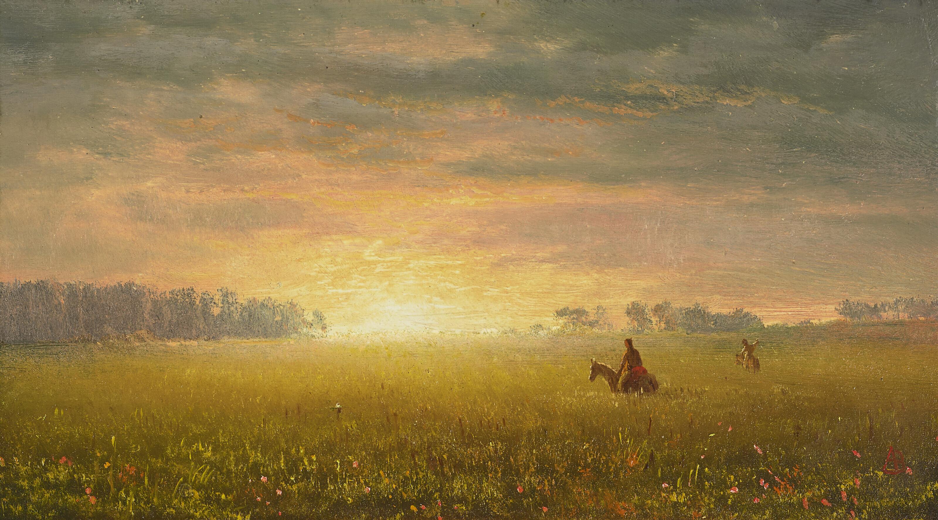 Albert Bierstadt - Sunset on the Prairies