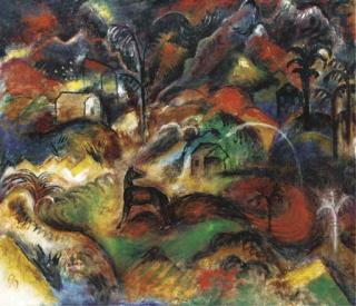 Albert Bloch - Talbild, nachts (Night in the Valley)