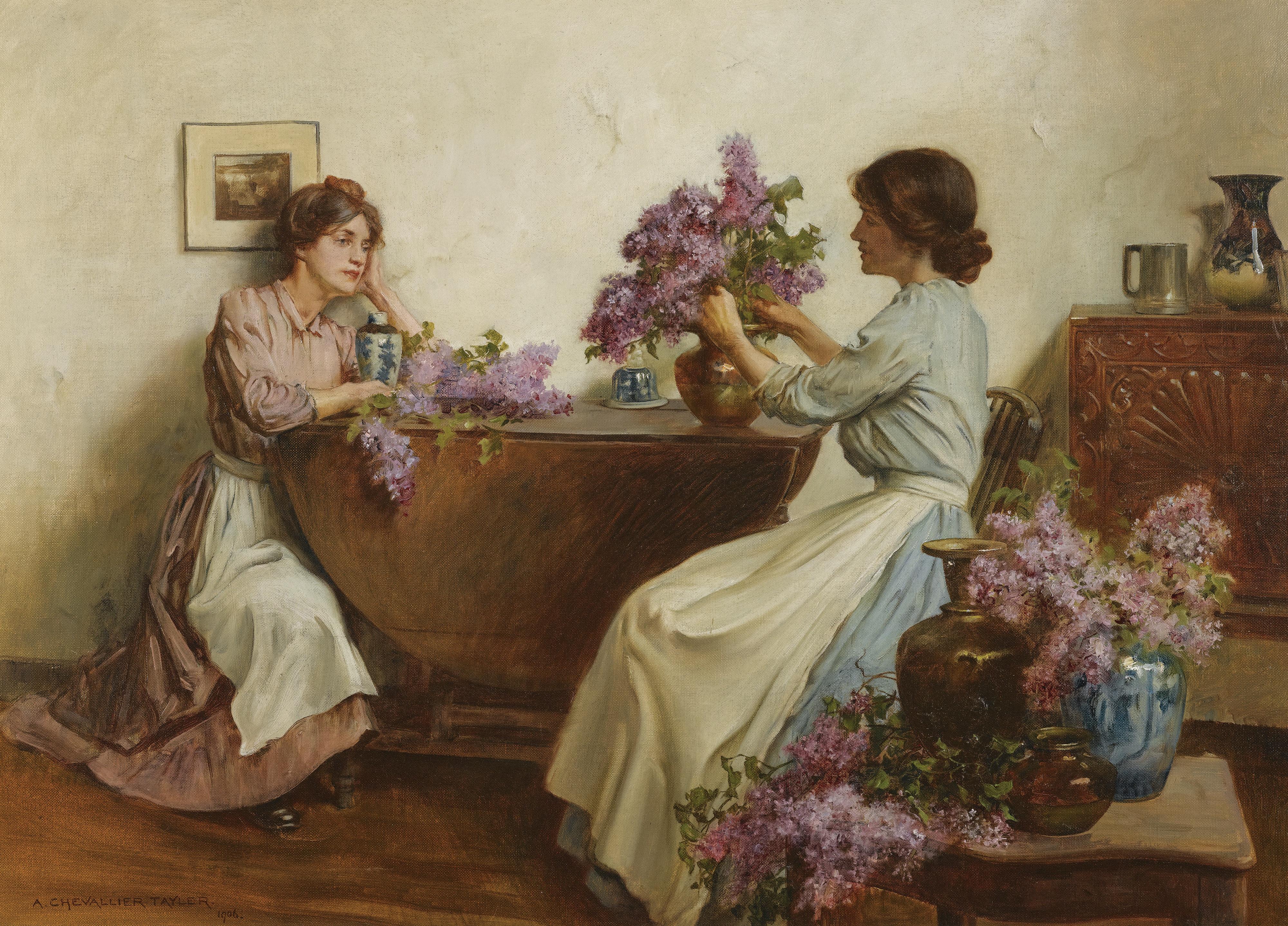 Albert Chevallier Tayler - Women Arranging Flowers