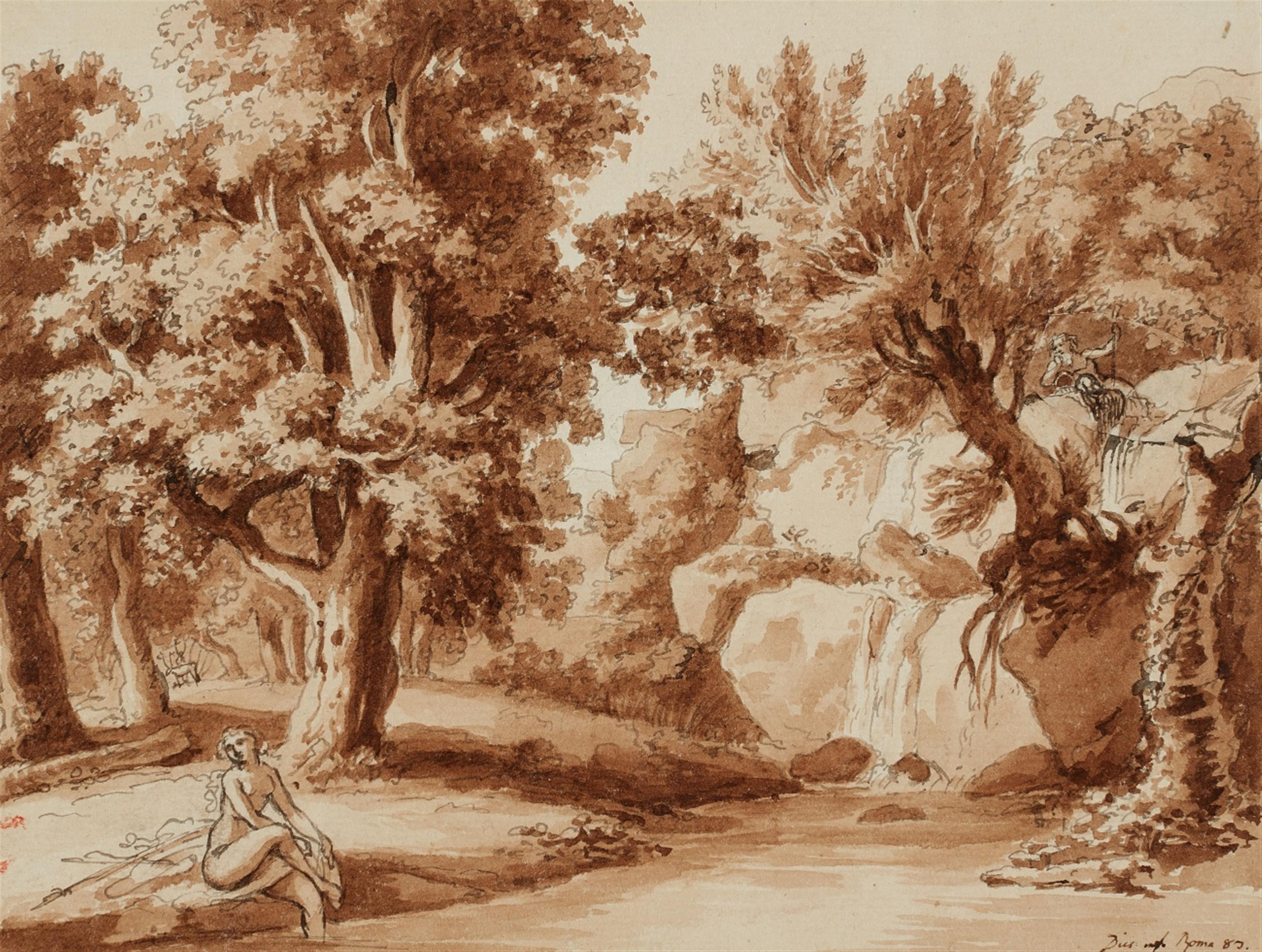 Albert Christoph Dies - Bewaldete Landschaft mit einer Badenden