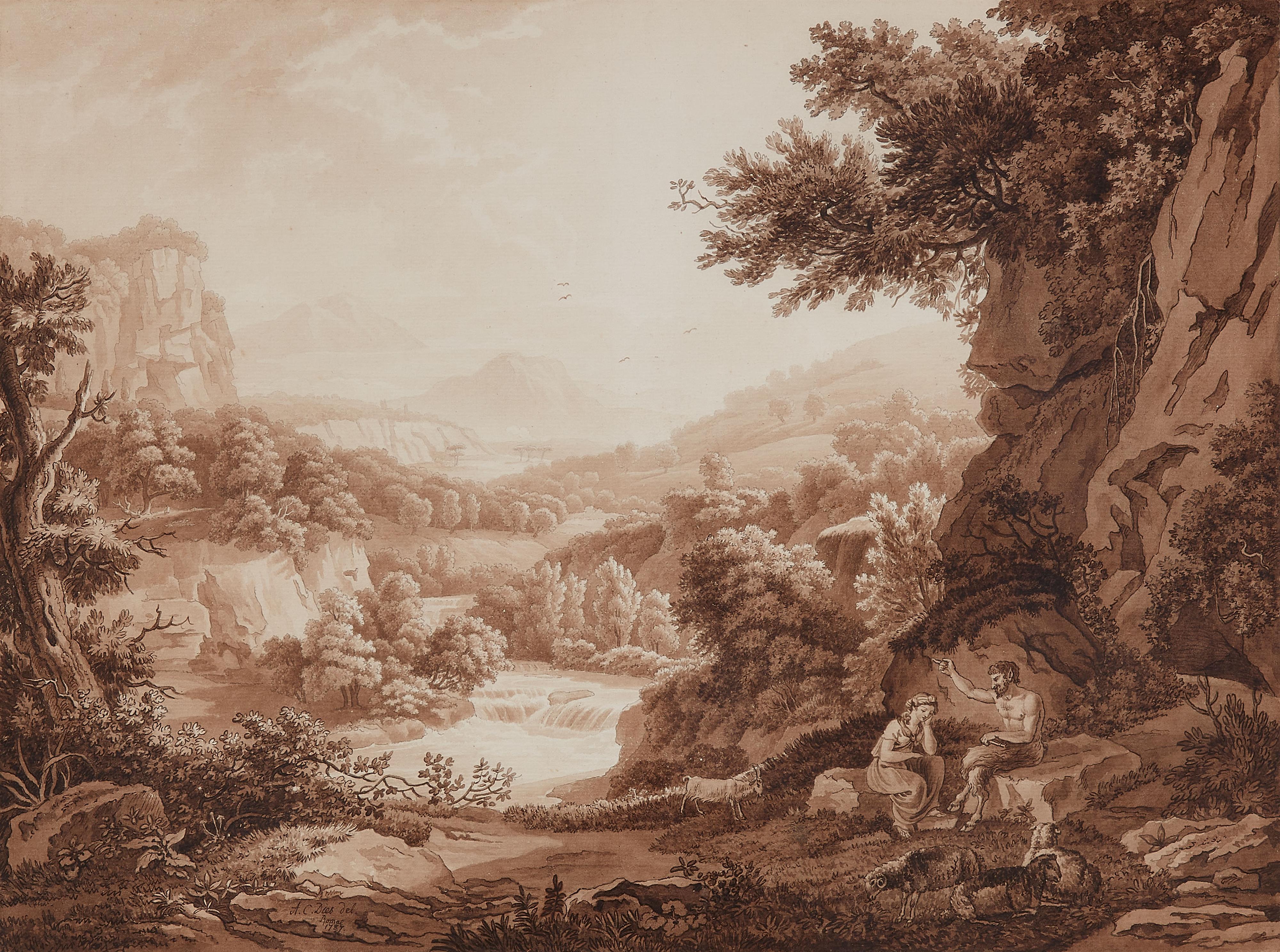Albert Christoph Dies - Südliche Landschaft mit Satyr und einer Schäferin