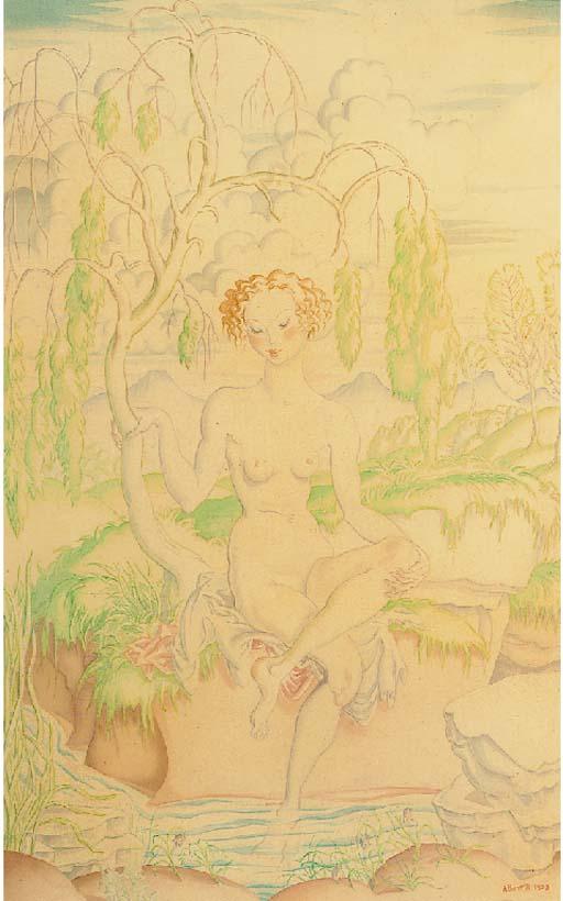 Albert Daniel Rutherston - Nude in a Garden