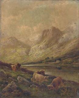Albert Dunington - Highland cattle, Perthshire; and Highland cattle by Loch Eck