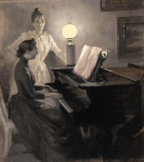 Albert Edelfelt - \'En ungdomsmelodi\', Nuoruuden sävelmä (At the piano)