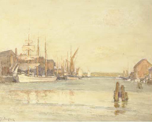 Albert Ernest Brockbank - Shipping at the quayside, Poole