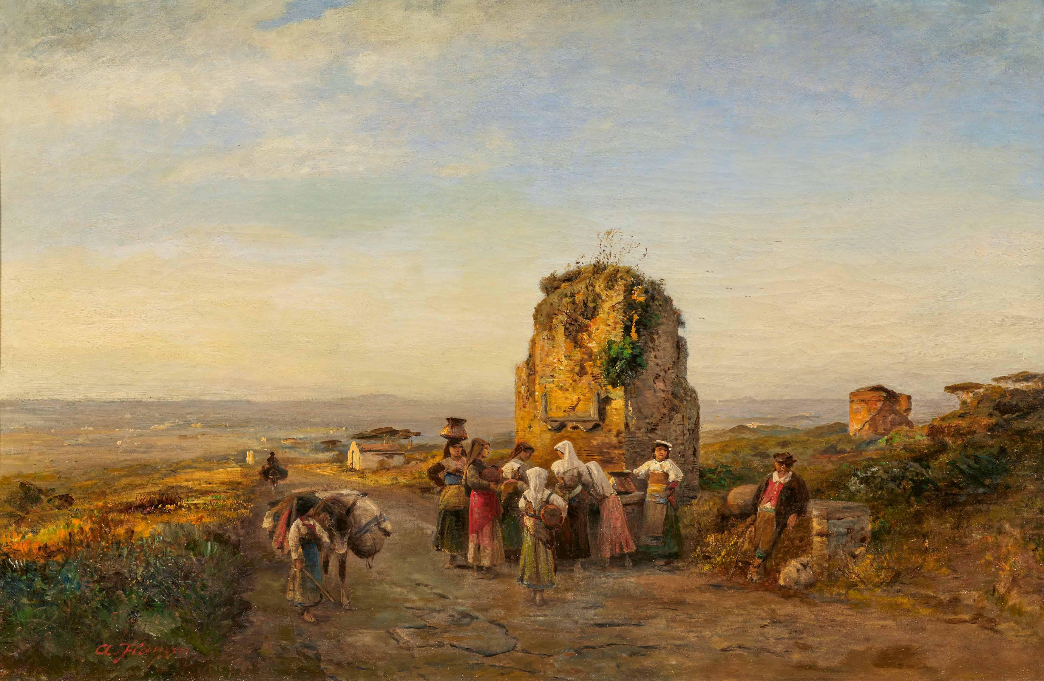Albert Flamm - Abendstimmung an der alten Via Appia in der römischen Campagna.