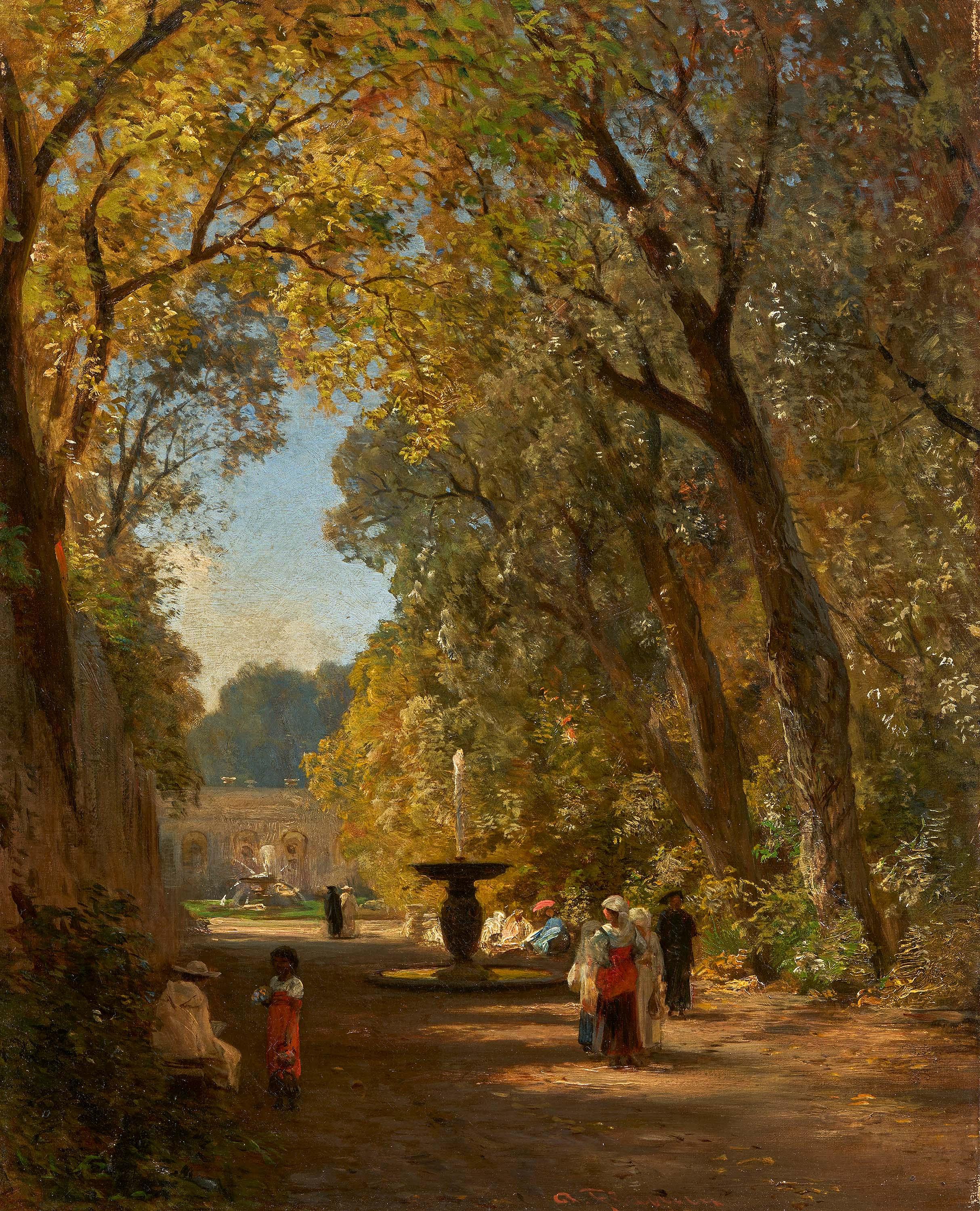 Albert Flamm - Im Park der Villa Torlonia in Rom.