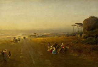 Albert Flamm - Landschaft mit Figuren auf der Via Appia.