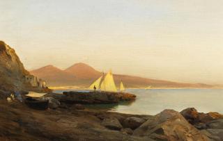 Albert Flamm - Morgenstille an der Küste vor Neapel