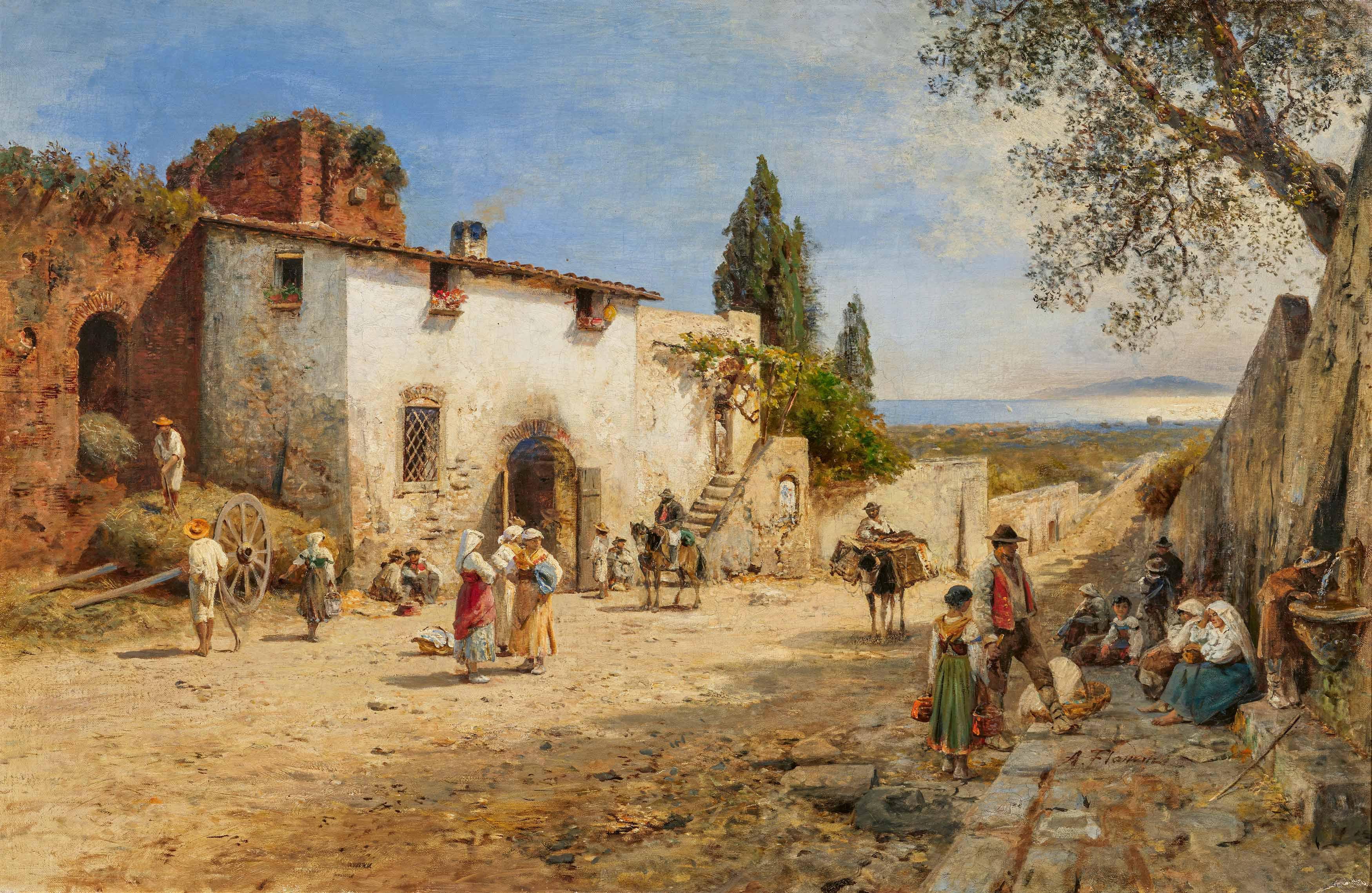 Albert Flamm - Süditalienisches Gehöft an der Landstraße.