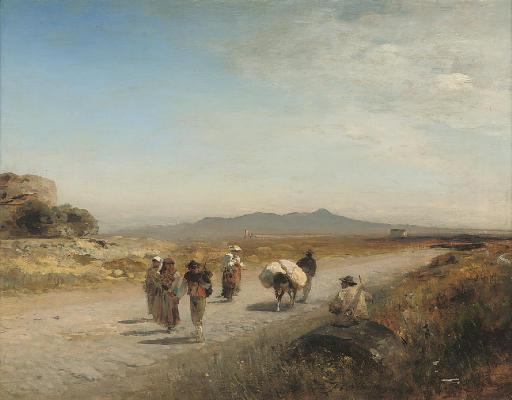 Albert Flamm - Travellers on the Roman Campagna