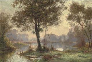 Albert Gabriel Rigolot - At The Lake In The Forest, Dawn
