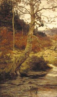 Albert Goodwin, R.W.S. - A Sunlit Stream In A Wooded Landscape