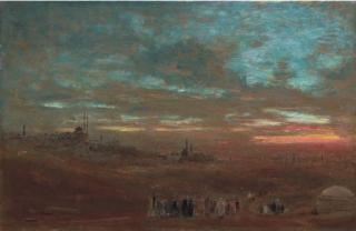 Albert Goodwin, R.W.S. - A View of Cairo At Sunset