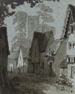 Albert Goodwin, R.W.S. - Figures outside Amberley Church