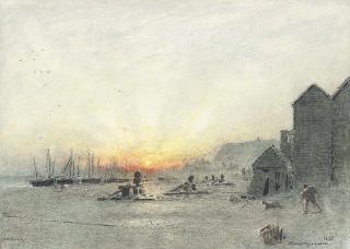 Albert Goodwin, R.W.S. - Hastings at sunset