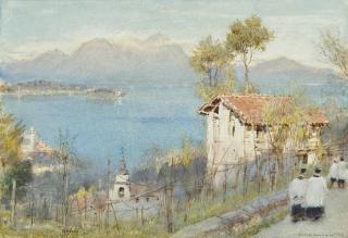 Albert Goodwin, R.W.S. - Lago Maggiore From Baveno, Italy