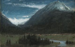 Albert Goodwin, R.W.S. - Moonlight at Pontresina, Engadine, Switzerland