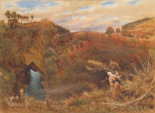 Albert Goodwin, R.W.S. - Prince Camaralzaman watching the robber of the Talisman