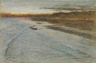 Albert Goodwin, R.W.S. - The beach at St Leonards, sunset