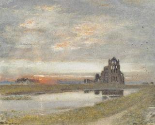 Albert Goodwin, R.W.S. - Whitby Abbey, Twilight