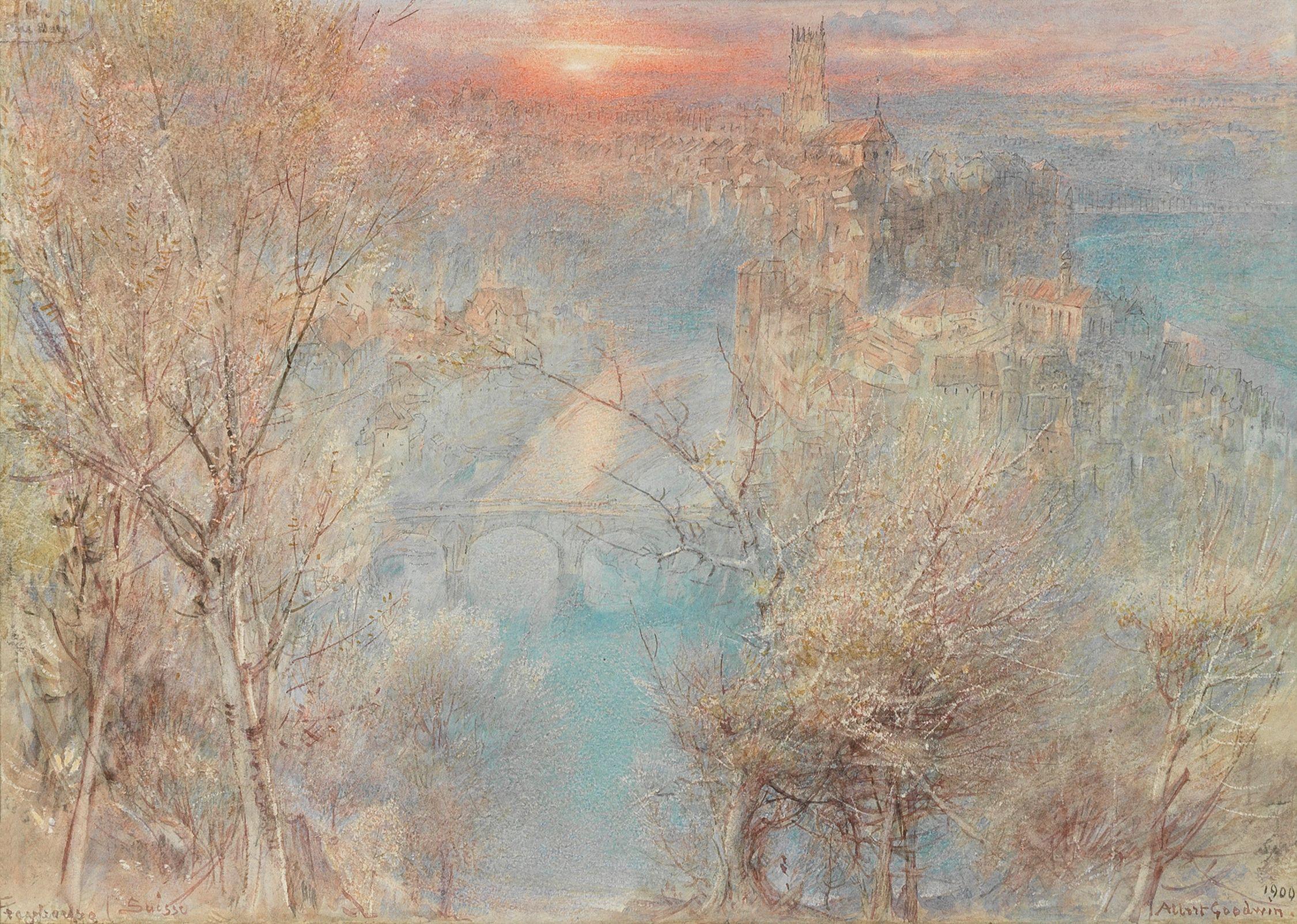 Albert Goodwin, RWS - \'Fribourg, Suisse\'