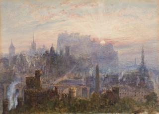 Albert Goodwin - Blick auf Edinburgh Castle bei Sonnenaufgang.