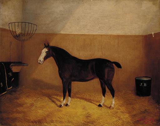 Albert H. Clark - A Dark Brown Hunter In A Stable